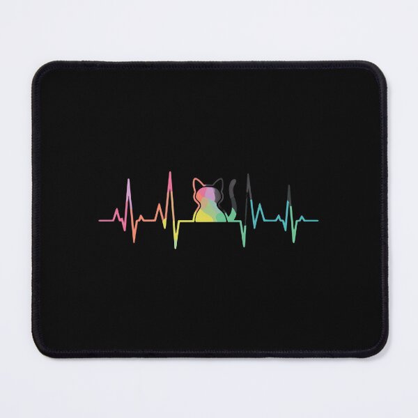 Item preview, Rainbow Cat Heartbeat EKG Line Love Art designed and sold by StranHabesre51.