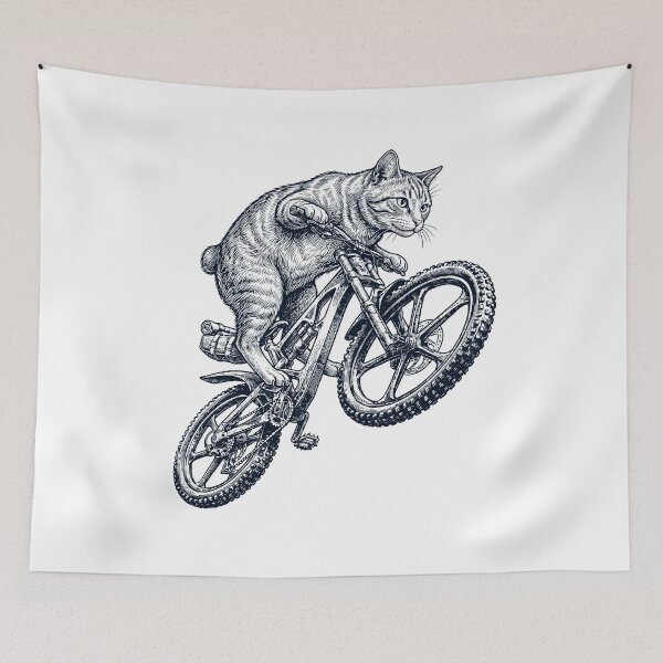 Item preview, Vintage Manx Cat Riding Bicycle Cycling Bike Kitten Lover designed and sold by TerryConnells.