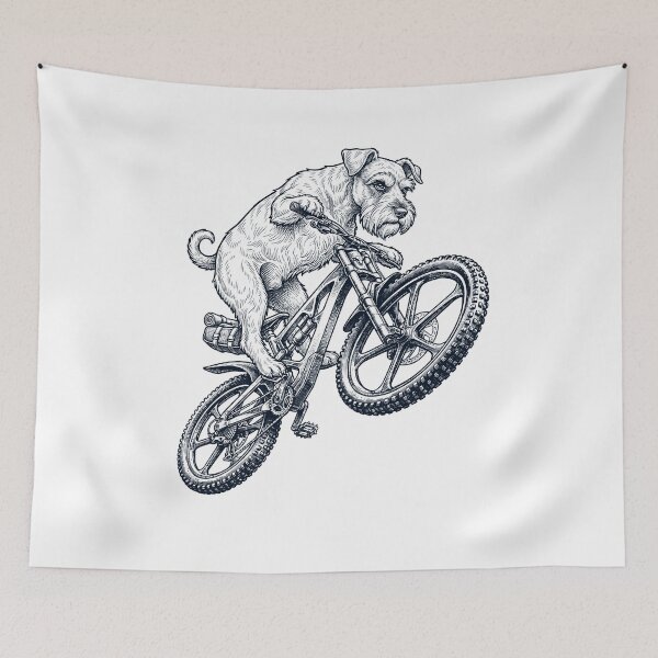Item preview, Vintage Miniature Schnauzer Riding Bicycle Cycling Bike Dog Lover designed and sold by TerryConnells.