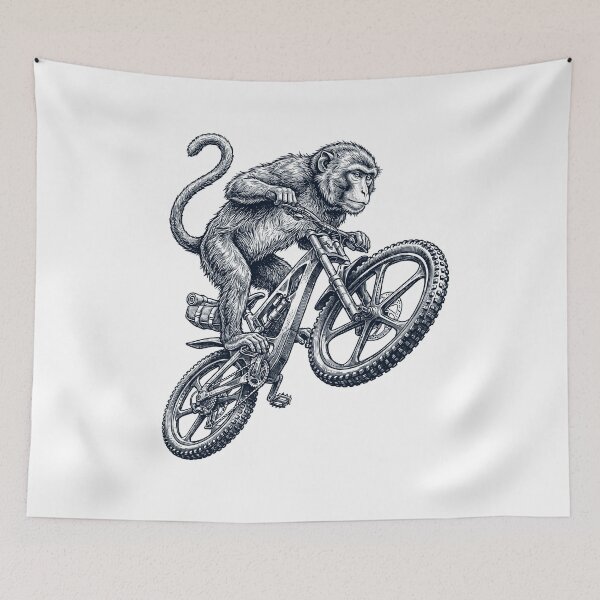 Item preview, Vintage Monkey Riding Bicycle Cycling Bike Animal Lover designed and sold by TerryConnells.