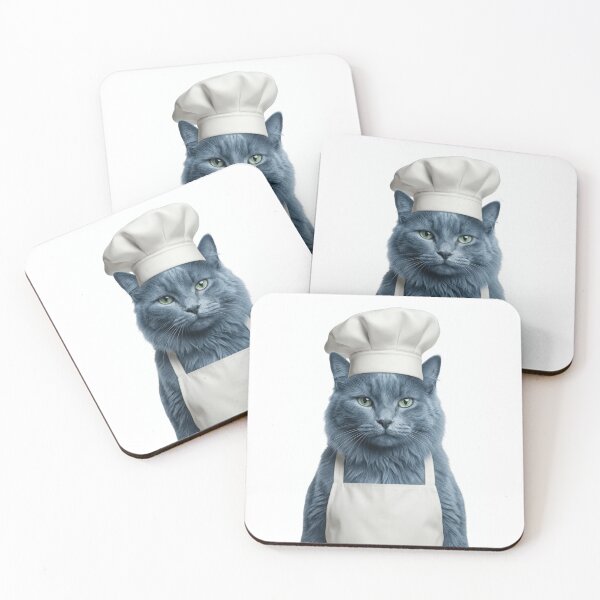 Item preview, Funny Nebelung Cat Chef Realistic Animal Cooking Humor Art designed and sold by LazyOwlStore.