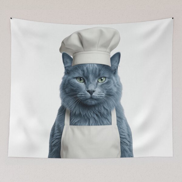 Item preview, Funny Nebelung Cat Chef Realistic Animal Cooking Humor Art designed and sold by LazyOwlStore.