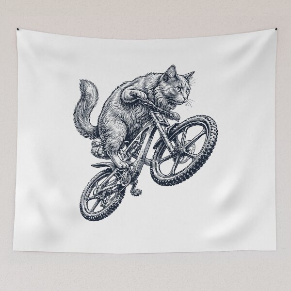 Item preview, Vintage Nebelung Cat Riding Bicycle Cycling Bike Kitten Lover designed and sold by TerryConnells.