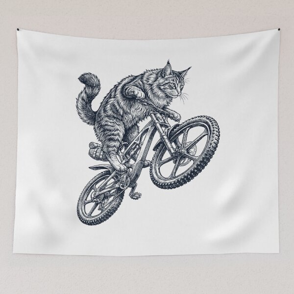 Item preview, Vintage Norwegian Forest Cat Riding Bicycle Cycling Bike Kitten Lover designed and sold by TerryConnells.