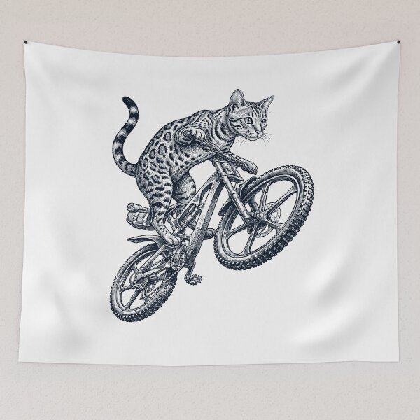 Item preview, Vintage Ocicat Cat Riding Bicycle Cycling Bike Kitten Lover designed and sold by TerryConnells.