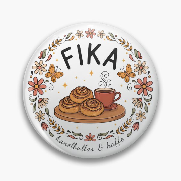 Item preview, Fika Time – Scandinavian Coffee & Cinnamon Buns Folk Art Design designed and sold by ArcticFoxStudio.