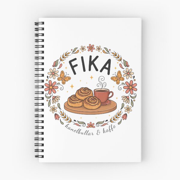 Item preview, Fika Time – Scandinavian Coffee & Cinnamon Buns Folk Art Design designed and sold by ArcticFoxStudio.