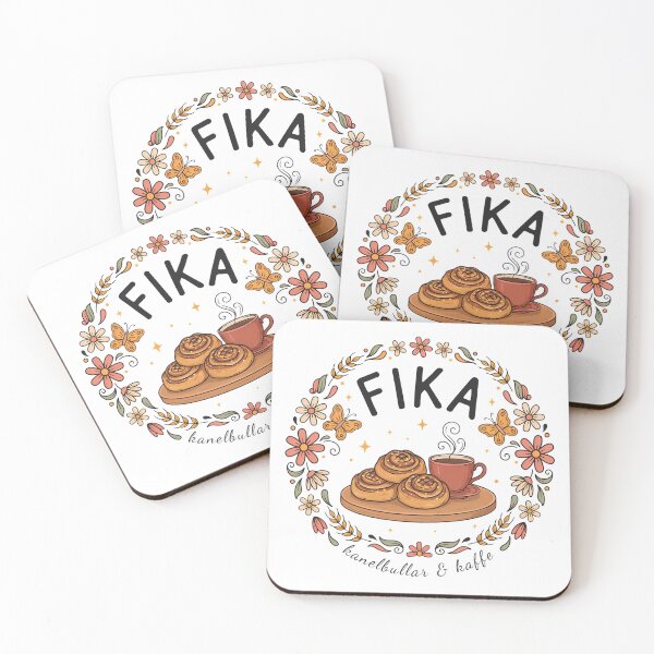 Item preview, Fika Time – Scandinavian Coffee & Cinnamon Buns Folk Art Design designed and sold by ArcticFoxStudio.