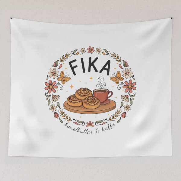 Item preview, Fika Time – Scandinavian Coffee & Cinnamon Buns Folk Art Design designed and sold by ArcticFoxStudio.