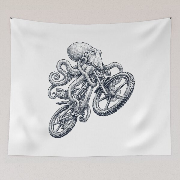 Item preview, Vintage Octopus Riding Bicycle Cycling Bike Animal Lover designed and sold by TerryConnells.