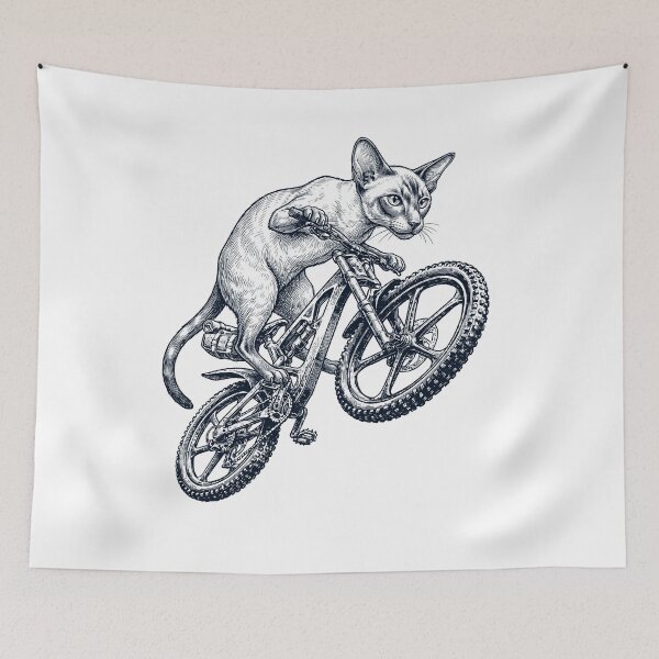 Item preview, Vintage Oriental Shorthair Cat Riding Bicycle Cycling Bike Kitten Lover designed and sold by TerryConnells.