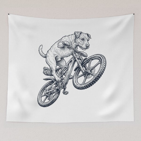 Item preview, Vintage Patterdale Terrier Riding Bicycle Cycling Bike Dog Lover designed and sold by TerryConnells.