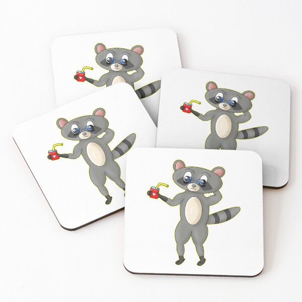 Item preview, Cute Chilling Kawaii Raccoon Relaxing With A Drink designed and sold by BalRaju-Doodles.