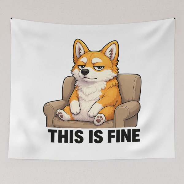 Item preview, This Is Fine Fox Meme Sticker | Funny Grumpy Fox Design | Relatable Animal Humor Gift | Sarcastic Fox Shirt designed and sold by ArtByTripti.