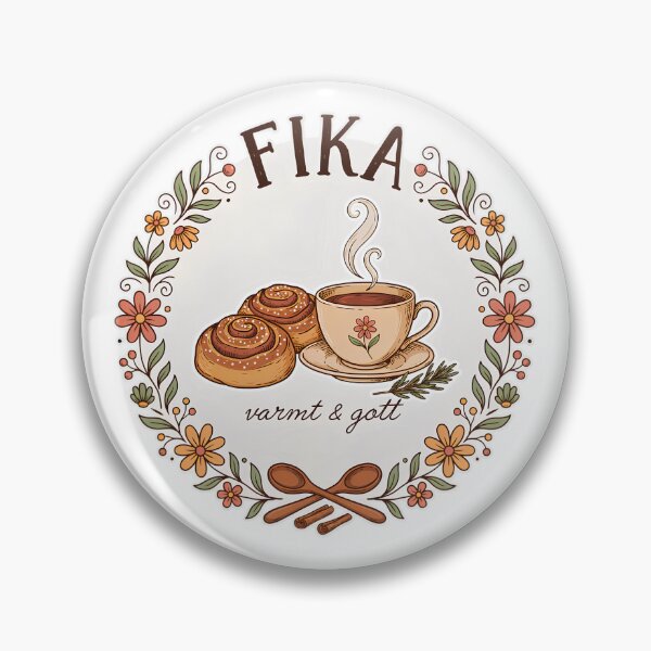 Item preview, Fika Time – Scandinavian Coffee & Cinnamon Buns Folk Art Design designed and sold by ArcticFoxStudio.