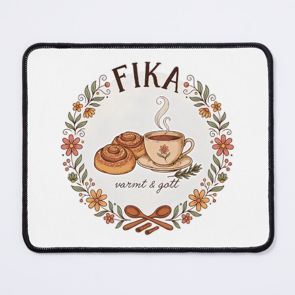 Item preview, Fika Time – Scandinavian Coffee & Cinnamon Buns Folk Art Design designed and sold by ArcticFoxStudio.