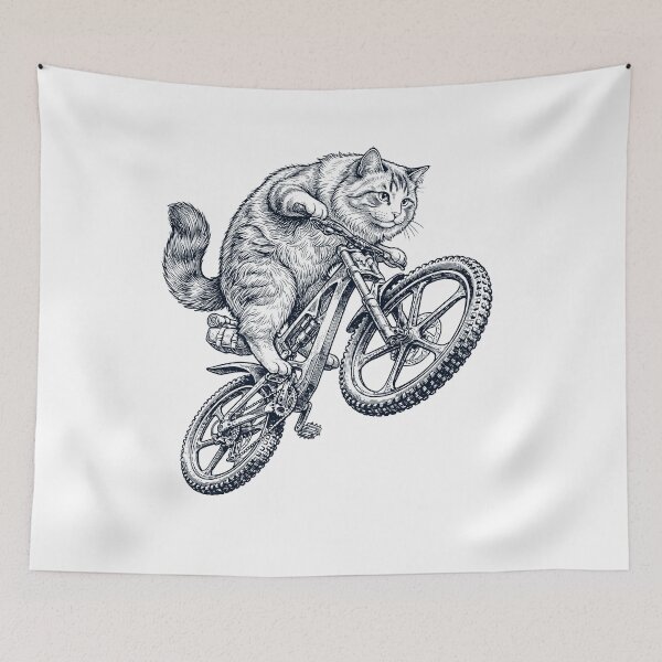 Item preview, Vintage Ragamuffin Cat Riding Bicycle Cycling Bike Kitten Lover designed and sold by TerryConnells.