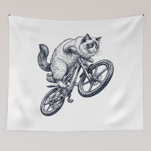 Item preview, Vintage Ragdoll Cat Riding Bicycle Cycling Bike Kitten Lover designed and sold by TerryConnells.