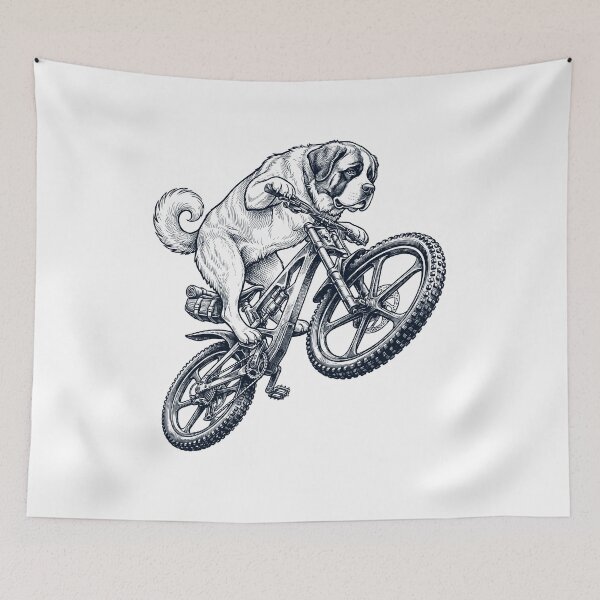Item preview, Vintage Saint Bernard Riding Bicycle Cycling Bike Dog Lover designed and sold by TerryConnells.