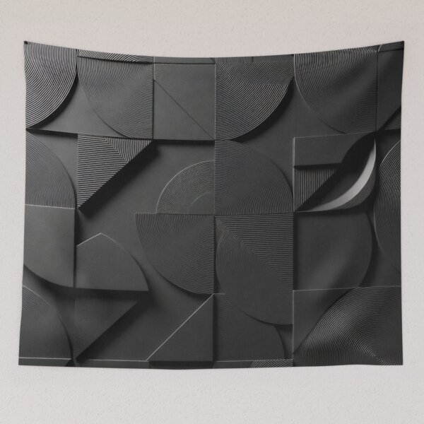 Item preview, Matte Dark Gray Panel with Rounded Interlocking Shapes designed and sold by IntelliMindDesigns.