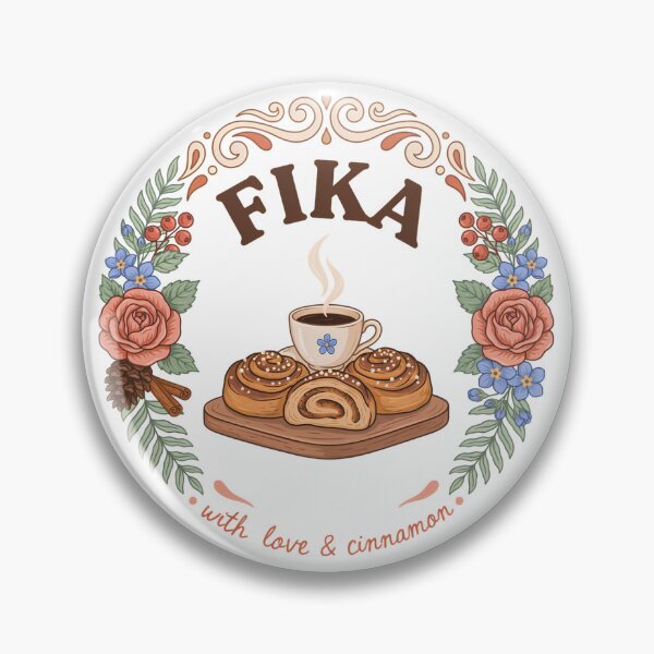 Item preview, Fika Time – Scandinavian Coffee & Cinnamon Buns Folk Art Design designed and sold by ArcticFoxStudio.