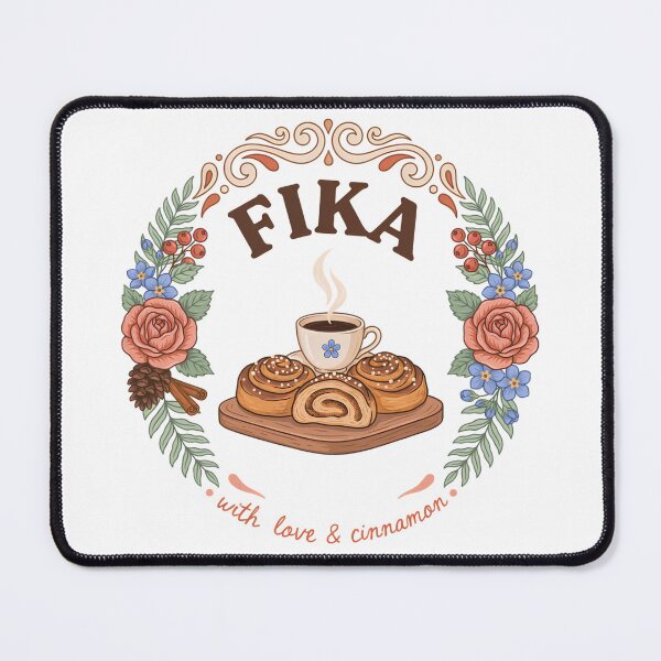 Item preview, Fika Time – Scandinavian Coffee & Cinnamon Buns Folk Art Design designed and sold by ArcticFoxStudio.