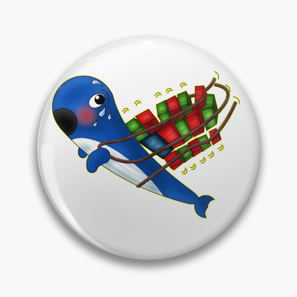 Item preview, Funny Sweating Kawaii Tech Whale Carrying Containers designed and sold by BalRaju-Doodles.