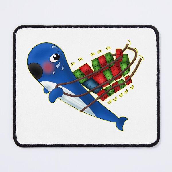 Item preview, Funny Sweating Kawaii Tech Whale Carrying Containers designed and sold by BalRaju-Doodles.