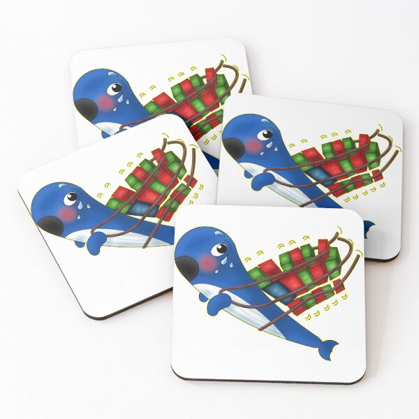 Item preview, Funny Sweating Kawaii Tech Whale Carrying Containers designed and sold by BalRaju-Doodles.