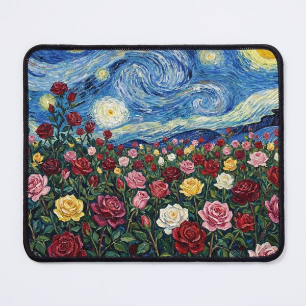 Item preview, Starry Night Rose Garden Impressionism Vincent Van Gogh Style Art designed and sold by WormJ.
