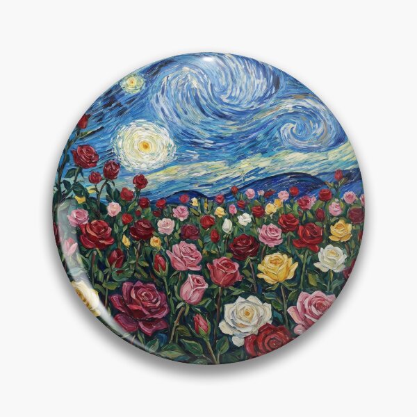Item preview, Starry Night Rose Garden Impressionism Vincent Van Gogh Style Art designed and sold by WormJ.