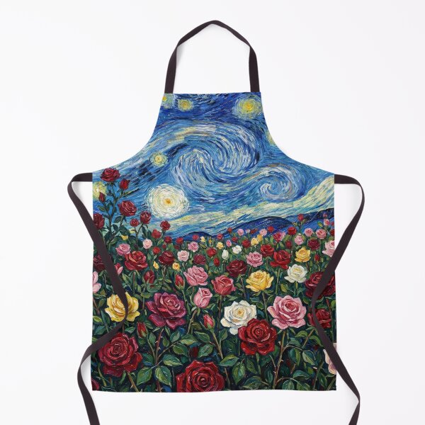 Item preview, Starry Night Rose Garden Impressionism Vincent Van Gogh Style Art designed and sold by WormJ.
