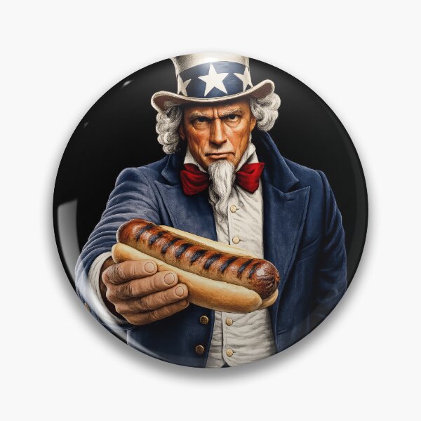 Item preview, Funny Hot Dog Lover Uncle Sam Patriotic BBQ Humor Design designed and sold by TheTrendsDesk.