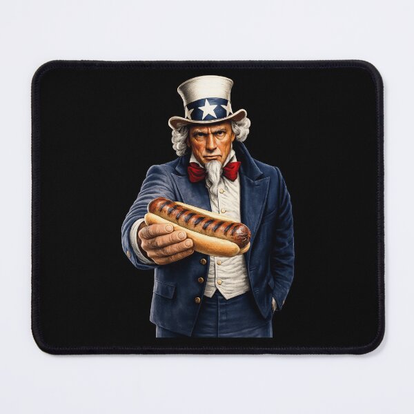 Item preview, Funny Hot Dog Lover Uncle Sam Patriotic BBQ Humor Design designed and sold by TheTrendsDesk.