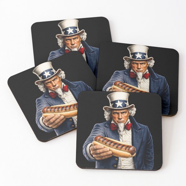 Item preview, Funny Hot Dog Lover Uncle Sam Patriotic BBQ Humor Design designed and sold by TheTrendsDesk.
