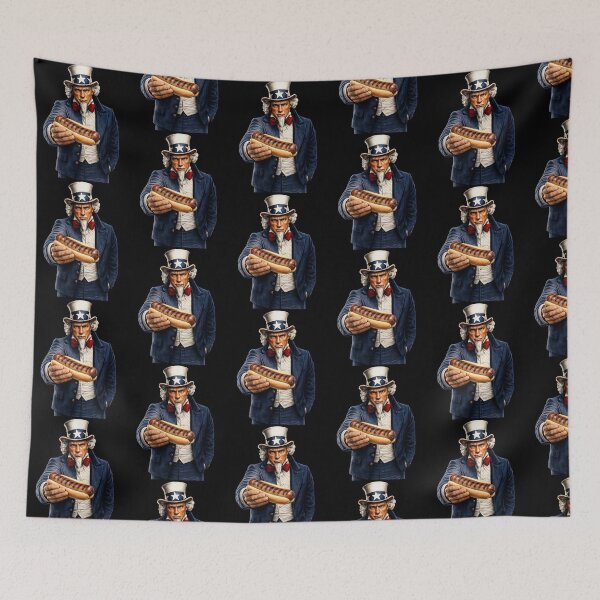 Item preview, Funny Hot Dog Lover Uncle Sam Patriotic BBQ Humor Design designed and sold by TheTrendsDesk.