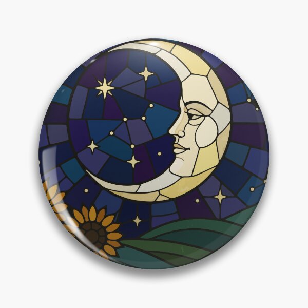 Item preview, The Moon Tarot Card Stained Glass Mosaic Sunflowers Gothic Art designed and sold by WormJ.