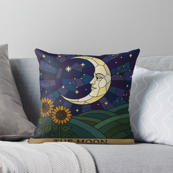Item preview, The Moon Tarot Card Stained Glass Mosaic Sunflowers Gothic Art designed and sold by WormJ.