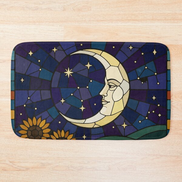 Item preview, The Moon Tarot Card Stained Glass Mosaic Sunflowers Gothic Art designed and sold by WormJ.
