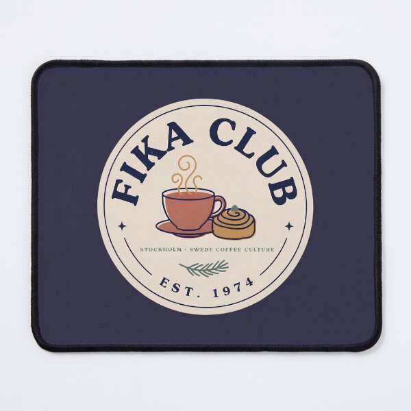 Item preview, Fika Club Stockholm – Swedish Coffee Culture Vintage Badge Design designed and sold by ArcticFoxStudio.