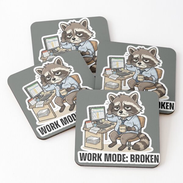 Item preview, Work Mode Broken Funny Raccoon Office Humor designed and sold by SoftAuraStudi0.