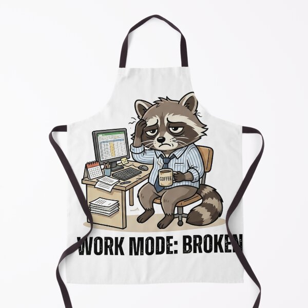 Item preview, Work Mode Broken Funny Raccoon Office Humor designed and sold by SoftAuraStudi0.