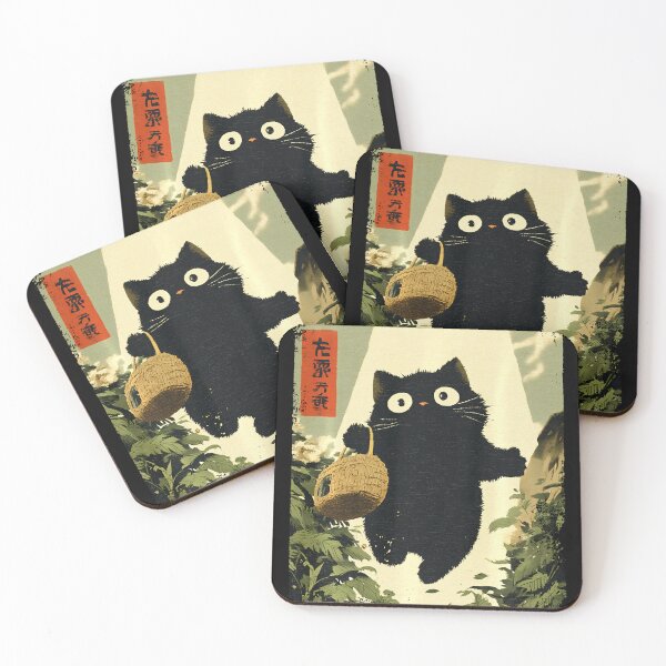 Item preview, Funny Vintage Japanese Black Cat UFO Alien Meme Abduction  designed and sold by Littermin.