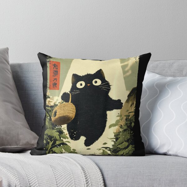 Item preview, Funny Vintage Japanese Black Cat UFO Alien Meme Abduction  designed and sold by Littermin.