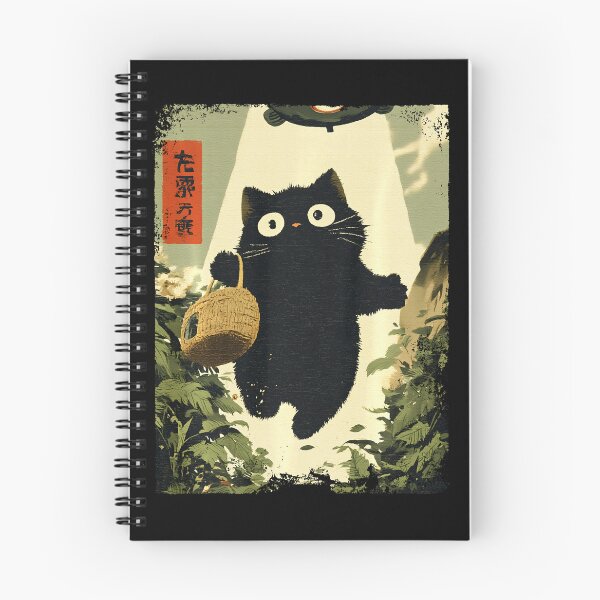 Item preview, Funny Vintage Japanese Black Cat UFO Alien Meme Abduction  designed and sold by Littermin.