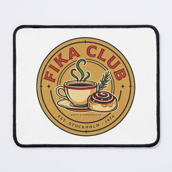 Item preview, Fika Club Stockholm – Swedish Coffee Culture Vintage Badge Design designed and sold by ArcticFoxStudio.