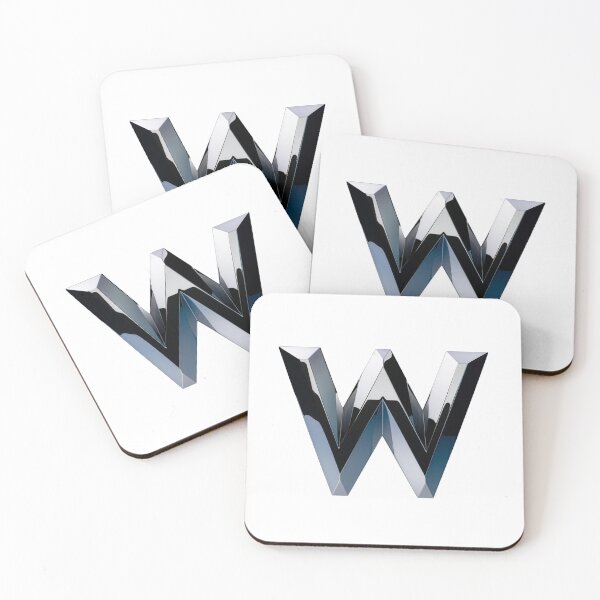 Item preview, Chrome 3D letter W premium emblem minimalist hero logo gaming winner icon art designed and sold by icemanphotos.