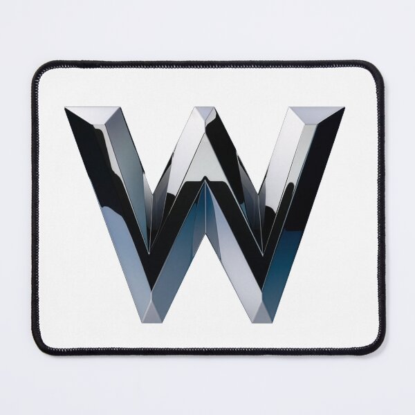 Item preview, Chrome 3D letter W premium emblem minimalist hero logo gaming winner icon art designed and sold by icemanphotos.