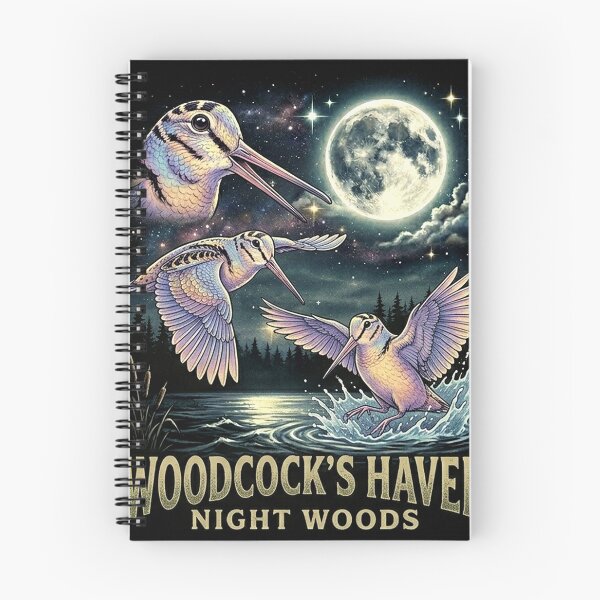 Item preview, pastel woodcock bird moon vintage graphic wilderness night designed and sold by Yellowriversss.
