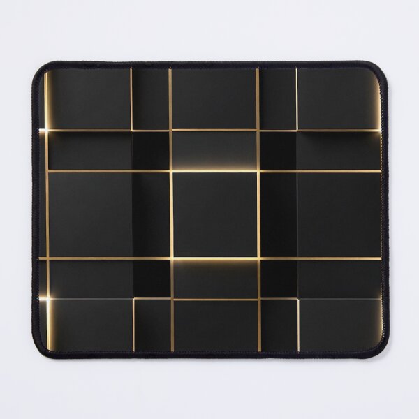 Item preview, Black Tile with Warm Gold Glowing Grid Lines designed and sold by IntelliMindDesigns.